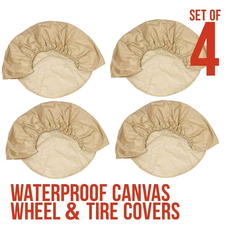 TCP Global Set of 4 Oxford Canvas Wheel Tire Covers for RV, Truck & Trailer, 27"-29" Diameter - Image 2